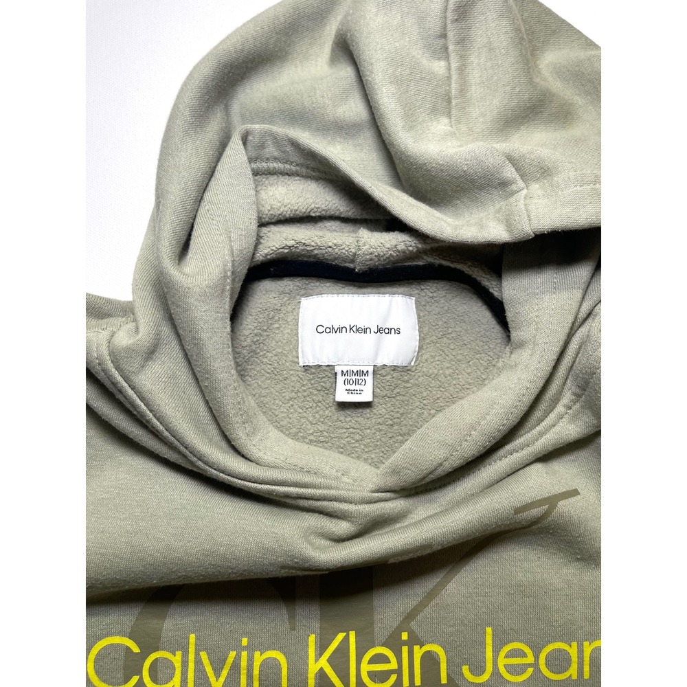 Calvin Klein Jeans Kids Sage Green Logo Pullover Hoodie Medium 10/12 0414 - Picture 5 of 10